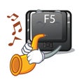 With trumpet button f5 in the shape cartoon Royalty Free Stock Photo