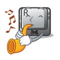 With trumpet button R in the mascot shape Royalty Free Stock Photo