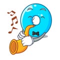 With trumpet cartoon the number zero color blue