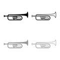 Trumpet Clarion music instrument icon outline set black grey color vector illustration flat style image Royalty Free Stock Photo