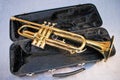 A view of trumpet on the dark case Royalty Free Stock Photo