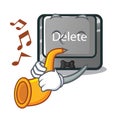 With trumpet delete button in the shape mascot Royalty Free Stock Photo