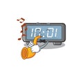 With trumpet digital clock cartoon in character shape Royalty Free Stock Photo