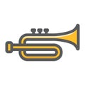 Trumpet filled outline icon, music instrument Royalty Free Stock Photo