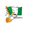 With trumpet flag nigeria mascot shaped a cartoon