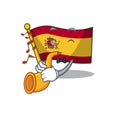 With trumpet flag spain isolated in the cartoon