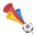 Trumpet football fan.Fans single icon in cartoon style vector symbol stock illustration.