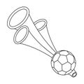 Trumpet football fan.Fans single icon in outline style vector symbol stock illustration.