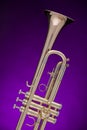 Trumpet Gold Isolated on Purple Royalty Free Stock Photo