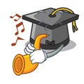 With trumpet graduation hat mascot cartoon Royalty Free Stock Photo