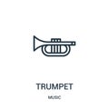 trumpet icon vector from music collection. Thin line trumpet outline icon vector illustration