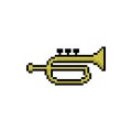 Trumpet instrument pixel art design vector