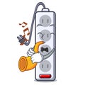 With trumpet isolated power strip with the mascot Royalty Free Stock Photo