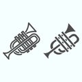Trumpet line and glyph icon. Wind musical instrument vector illustration isolated on white. Music tuba outline style Royalty Free Stock Photo
