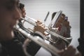 Trumpet man in holy week band Royalty Free Stock Photo