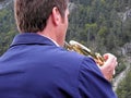 Trumpet man at the lake Koenigsee, Germany Royalty Free Stock Photo