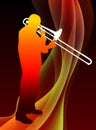 Trumpet Musician on Abstract Flame Background Royalty Free Stock Photo