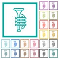 Trumpet outline flat color icons with quadrant frames