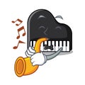With trumpet piano mascot cartoon style