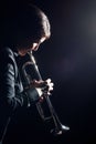 Trumpet player playing jazz Royalty Free Stock Photo