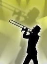 Trumpet player in the lights Royalty Free Stock Photo