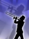 Trumpet player in the lights