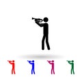 Trumpet player multi color icon. Simple glyph, flat vector of music icons for ui and ux, website or mobile application Royalty Free Stock Photo