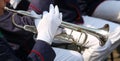 Trumpet players in the band in the auditorium Royalty Free Stock Photo