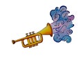 The trumpet plays magic music