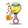 With trumpet rattle toy mascot cartoon
