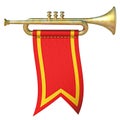Trumpet with red flag 3D Royalty Free Stock Photo
