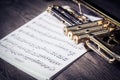 Trumpet and  sheet music Royalty Free Stock Photo