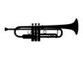 Trumpet Silhouette, cornet, Brass musical instrument Royalty Free Stock Photo