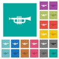 Trumpet square flat multi colored icons