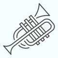 Trumpet thin line icon. Wind musical instrument vector illustration isolated on white. Music tuba outline style design