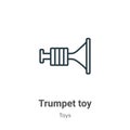 Trumpet toy outline vector icon. Thin line black trumpet toy icon, flat vector simple element illustration from editable toys Royalty Free Stock Photo