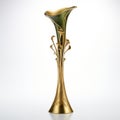 Trumpet Vase: Art Deco Style With Green And Gold Decorations