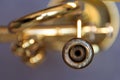 A view of trumpet with blurry background Royalty Free Stock Photo