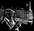 Trumpeter on a grunge background