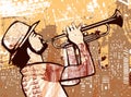 Trumpeter on a grunge backgrounf