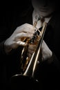 Trumpeter playing jazz trumpet player Royalty Free Stock Photo