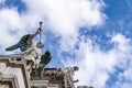 Trumpeting angel on the facade of the church of St. Mary of the Lily Chiesa di Santa Maria del Giglio, Campo Santa Maria Zobenig