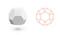Truncated octahedron is a geometric figure. Hipster Fashion minimalist design. Film solid bodies. Truncated octahedron