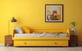 Trundle Bed Wall Yellow Background -Generative Ai