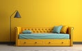 Trundle Bed Yellow Background Wall -Generative Ai