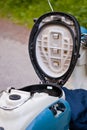 The trunk of blue retro scooter Royalty Free Stock Photo
