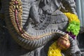 Trunk detail of a black Ganesha statue