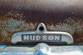 The trunk latch of a 1952 Hudson Commodore 8 car parked in Pomeroy, Washington, USA - May 4, 2021 Royalty Free Stock Photo