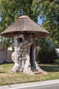 Trunk of an old hollow linden transform into a cottage