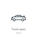 Trunk open icon. Thin linear trunk open outline icon isolated on white background from gaming collection. Line vector trunk open Royalty Free Stock Photo